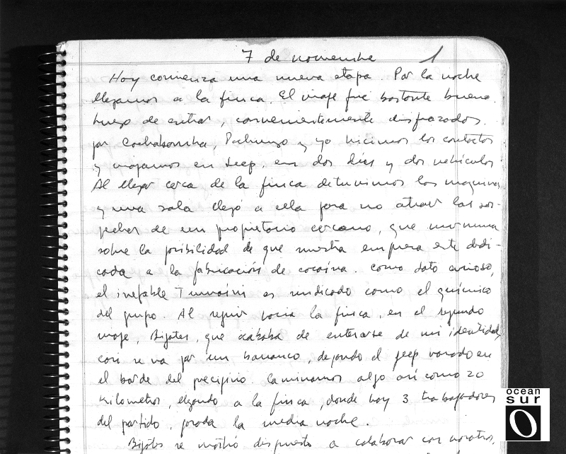 Una página del diario del Che Guevara